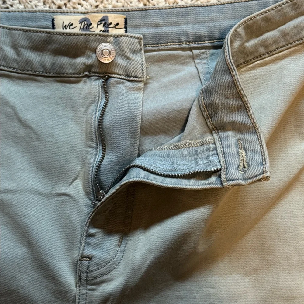 NWT Free People We The Free Wide Leg Flare Boho Festival Jeans Light Wash